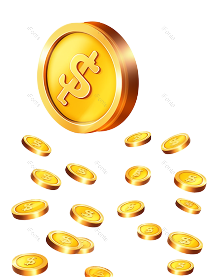 素材图片,卡通金币元素,金属PNG,漂浮元素免抠素材